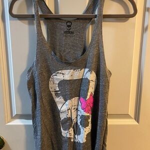 Gray Skull Graphic Tank Top